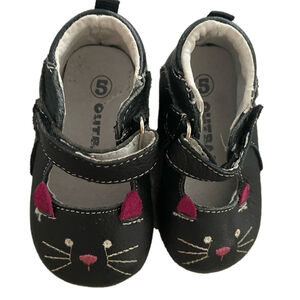 Outbak’s Baby 👞 Toddler Leather Shoes Black Kitty Design (size : 5)👞